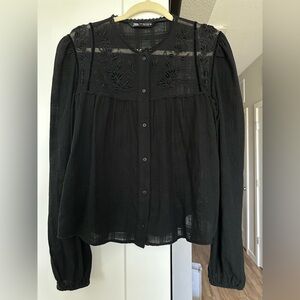 Zara Elegant Black Embroidered Women's Top